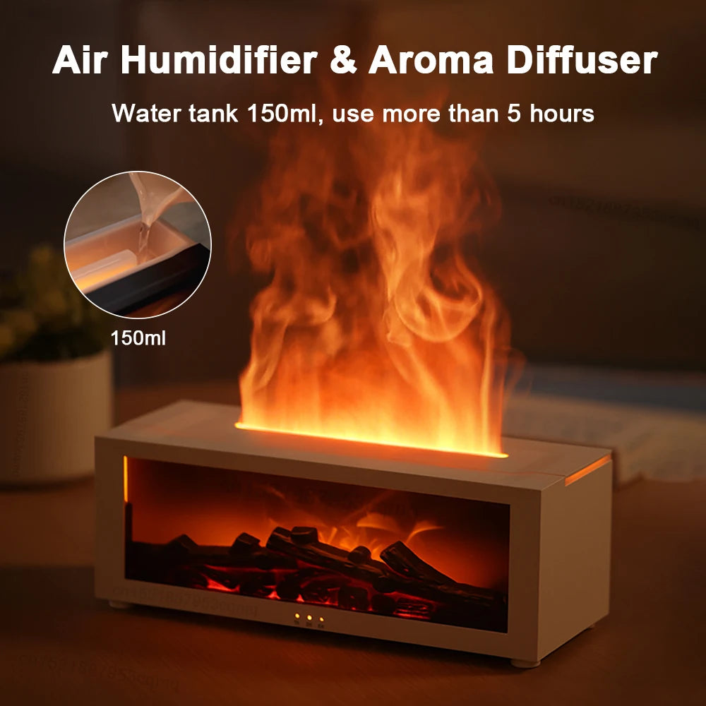 Difusor de Aromas Chimenea 3D con Control Remoto — Humidificador Ultrasónico con Llama Simulada y Temporizador
