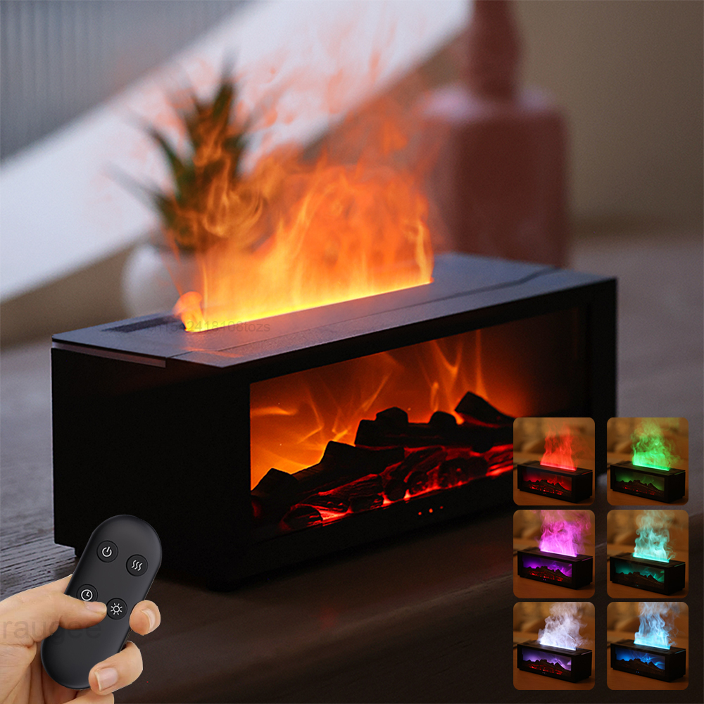 Difusor de Aromas Chimenea 3D con Control Remoto — Humidificador Ultrasónico con Llama Simulada y Temporizador