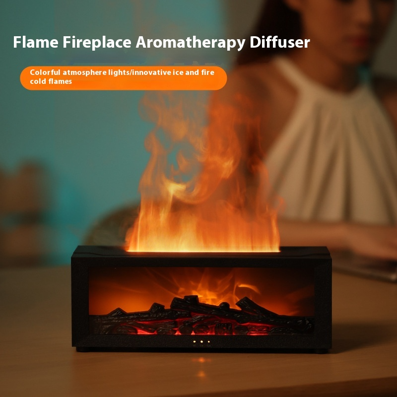 Difusor de Aromas Chimenea 3D con Control Remoto — Humidificador Ultrasónico con Llama Simulada y Temporizador