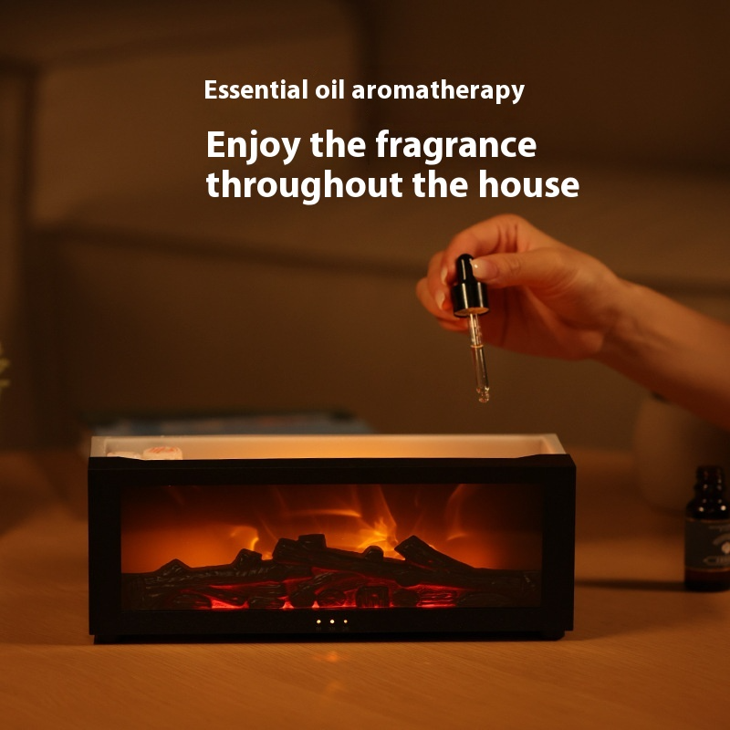 Difusor de Aromas Chimenea 3D con Control Remoto — Humidificador Ultrasónico con Llama Simulada y Temporizador