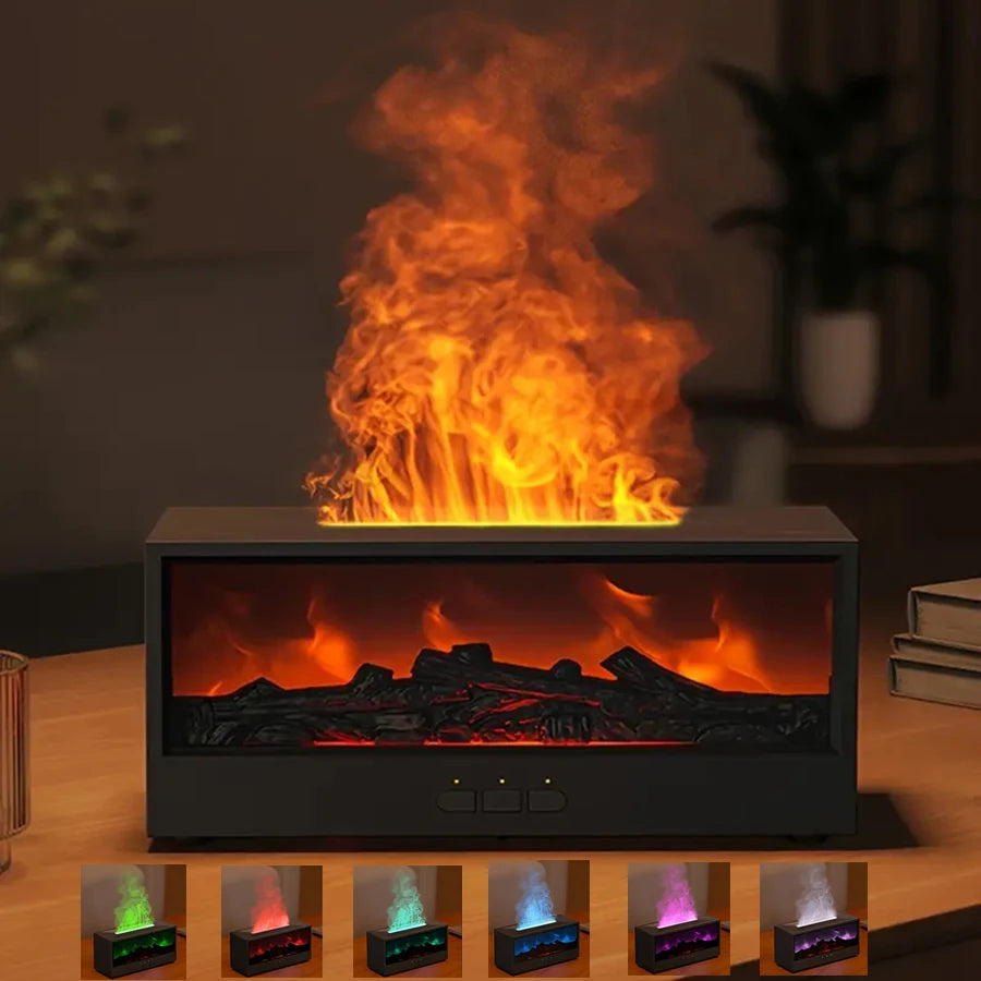 Difusor de Aromas Chimenea 3D con Control Remoto — Humidificador Ultrasónico con Llama Simulada y Temporizador