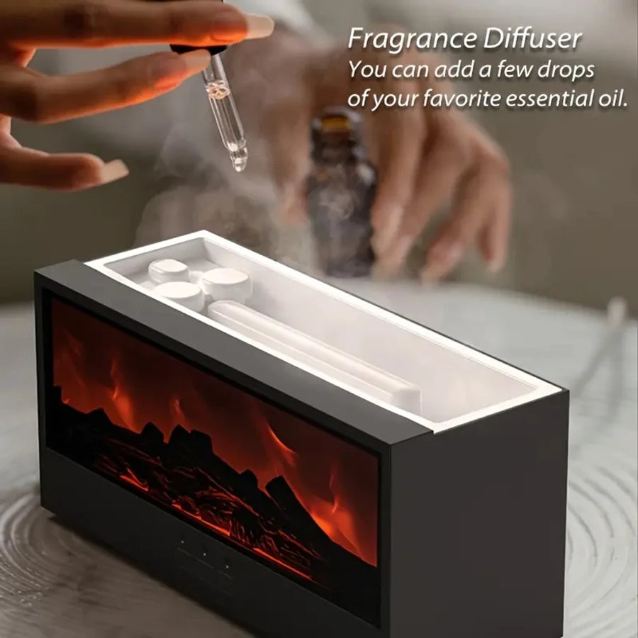 Difusor de Aromas Chimenea 3D con Control Remoto — Humidificador Ultrasónico con Llama Simulada y Temporizador