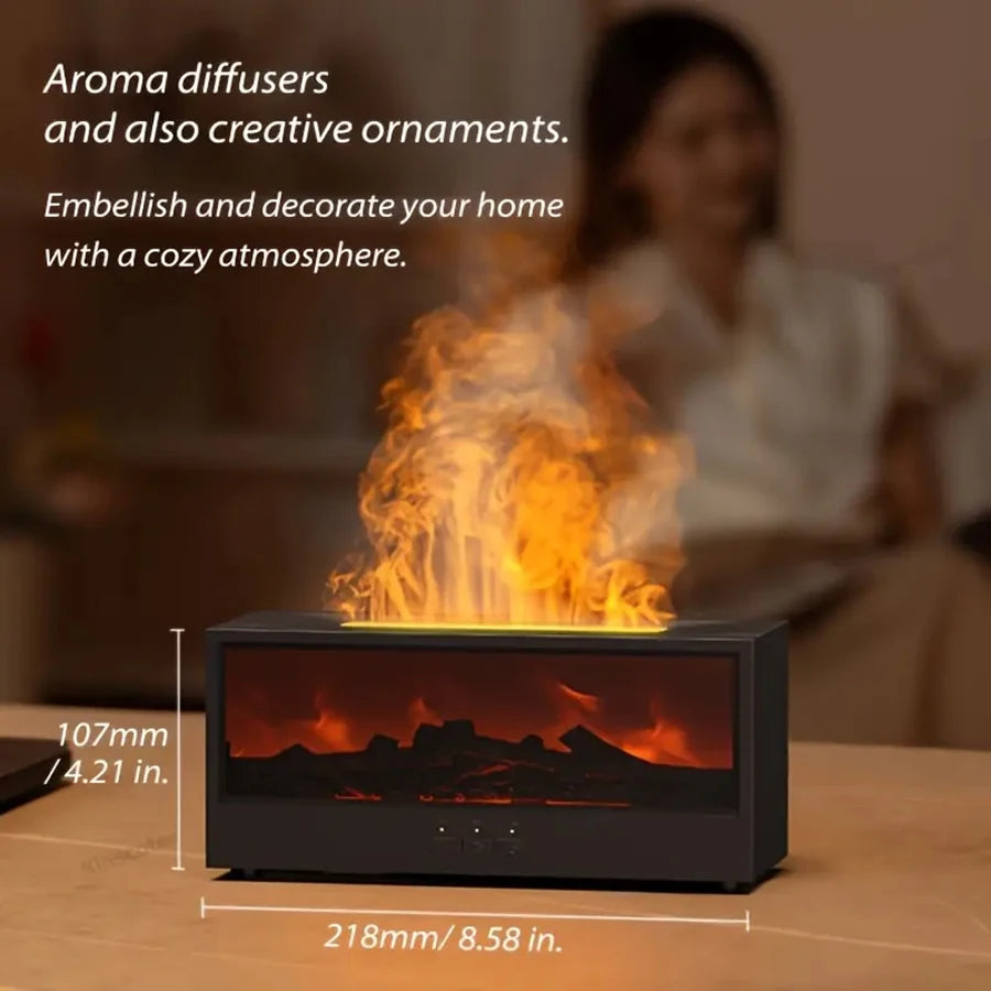 Difusor de Aromas Chimenea 3D con Control Remoto — Humidificador Ultrasónico con Llama Simulada y Temporizador