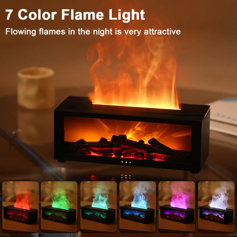 Difusor de Aromas Chimenea 3D con Control Remoto — Humidificador Ultrasónico con Llama Simulada y Temporizador