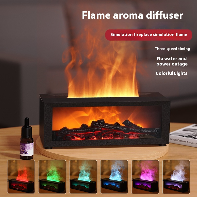 Difusor de Aromas Chimenea 3D con Control Remoto — Humidificador Ultrasónico con Llama Simulada y Temporizador